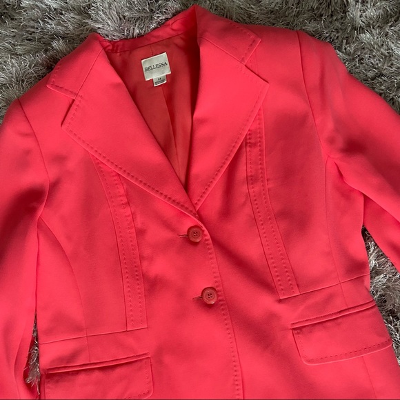 BELLESSA women watermelon pink long sleeves lined jacket. Size 14. Used. - Picture 10 of 11